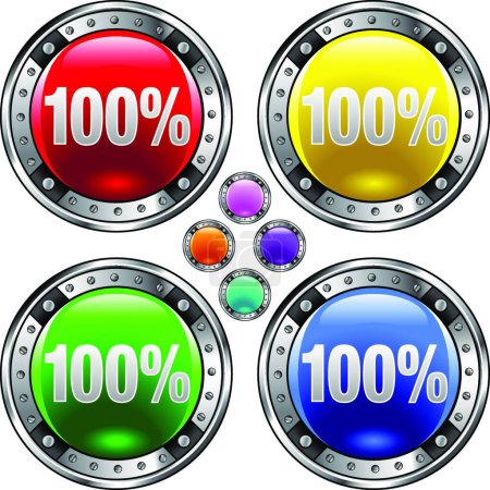 Illustration for 100% colorful buttons vector illustration - Royalty Free Image