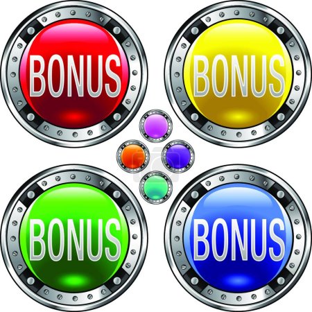 Illustration for Bonus colorful buttons vector illustration - Royalty Free Image