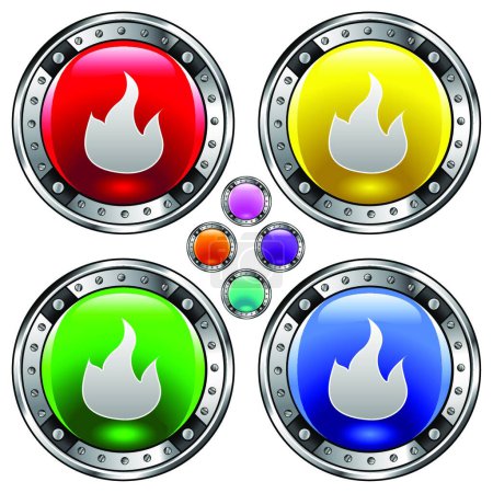 Ilustración de Fuego colorido botones vector ilustración - Imagen libre de derechos