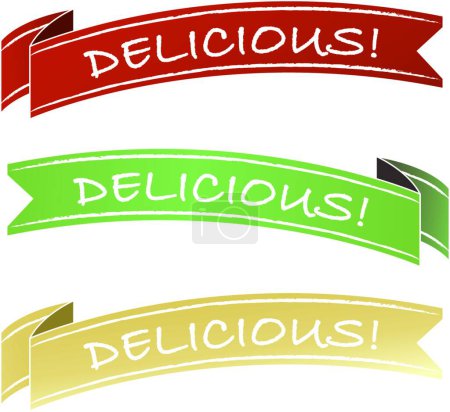 Illustration for Delicious food label, vector illustration - Royalty Free Image