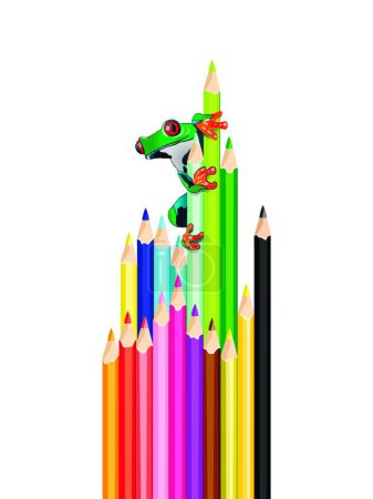 Ilustración de Una rana a lápiz, ilustración vectorial gráfica - Imagen libre de derechos
