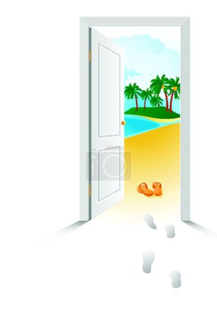 Illustration for Near the sea, just open the door - Royalty Free Image