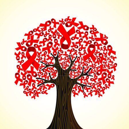 Téléchargez les illustrations : Ruban arbre SIDA, illustration vectorielle colorée - en licence libre de droit