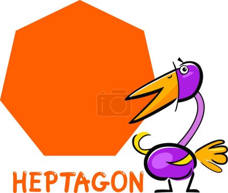Illustration for Heptagon shape with cartoon bird - Royalty Free Image