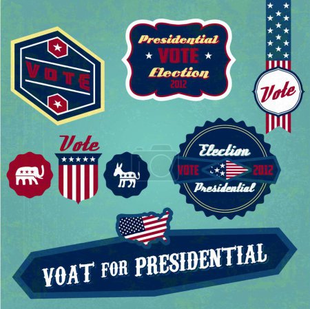 Illustration for Vintage US presidential 2012 election label - Royalty Free Image