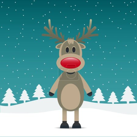 Ilustración de Reno Rudolph con nariz roja - Imagen libre de derechos