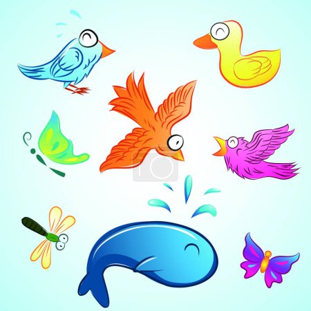 Illustration for Funny Animals, colorful vector illustration - Royalty Free Image