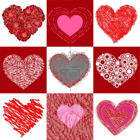 Téléchargez les illustrations : Symbole d'amour. Modèle de carte de Saint-Valentin. Illustration cardiaque - en licence libre de droit