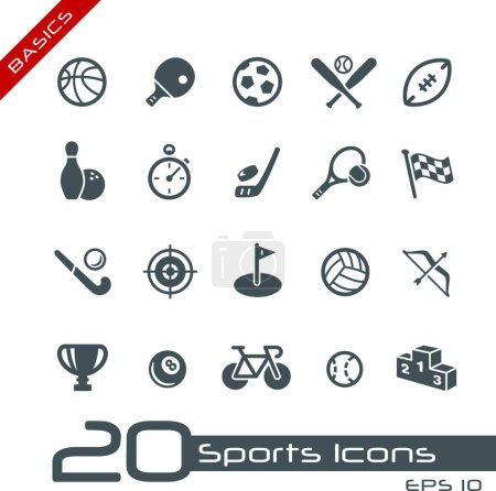 Téléchargez les illustrations : Icônes sportives Illustration vectorielle - en licence libre de droit