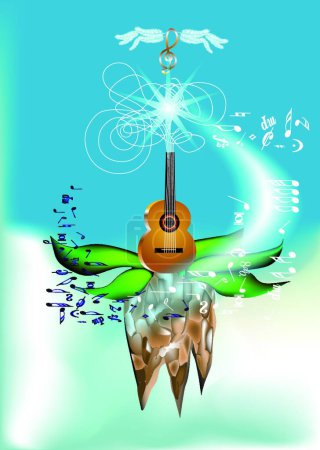Illustration for Abstract musical background with guitar - Royalty Free Image