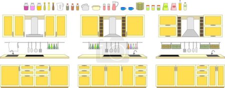 Téléchargez les illustrations : Illustration du mobilier de cuisine. - en licence libre de droit