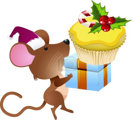 Illustration for Holiday mouse clip art - Royalty Free Image