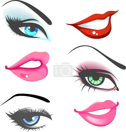 Illustration for Lips and eyes set - Royalty Free Image