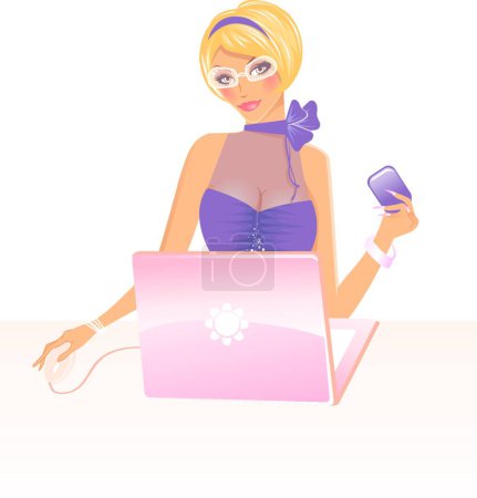 Illustration for Working girl vector illustration - Royalty Free Image
