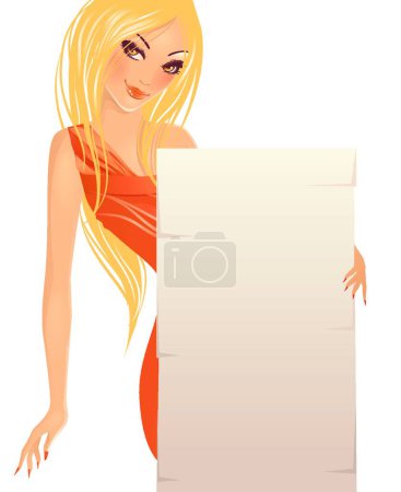 Ilustración de Mujer de negocios con ilustración de vector de banner - Imagen libre de derechos