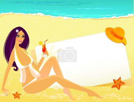 Téléchargez les illustrations : Femme d'été en maillot de bain illustration vectorielle - en licence libre de droit