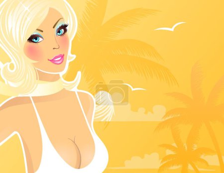 Illustration for Summer woman in swimsuit vector illustration - Royalty Free Image