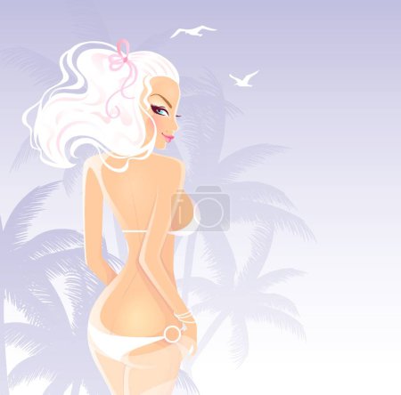Illustration for Summer woman, simple vector illustration - Royalty Free Image