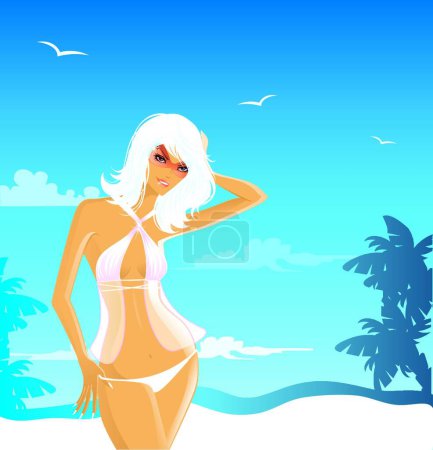 Illustration for Summer woman in swimsuit vector illustration - Royalty Free Image