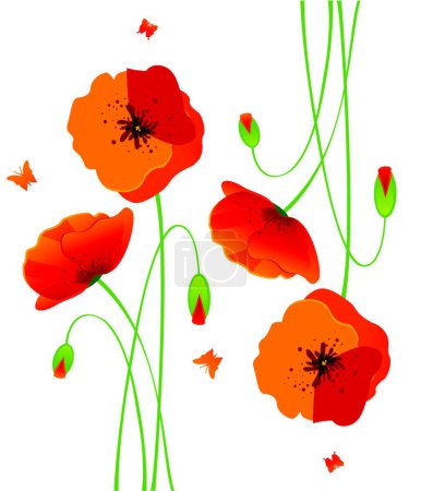 Ilustración de Ilustración de las amapolas rojas - Imagen libre de derechos