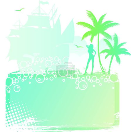 Ilustración de Espalda tropical con palmeras - Imagen libre de derechos