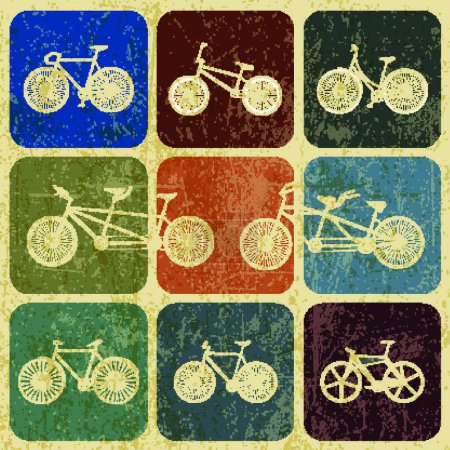 Ilustración de Banner Bicicletas vintage con efecto grunge - Imagen libre de derechos