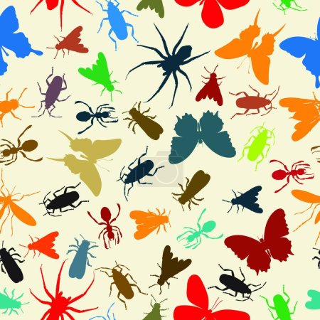 Téléchargez les illustrations : Modèle d'insectes, illustration vectorielle design simple - en licence libre de droit