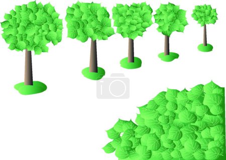 Téléchargez les illustrations : Rangée d'arbres, illustration vectorielle conception simple - en licence libre de droit