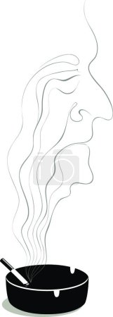 Ilustración de Viejo fumador solitario, vector ilustración diseño simple - Imagen libre de derechos