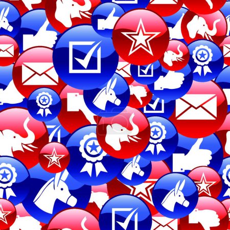 Illustration for USA elections glossy icons pattern - Royalty Free Image