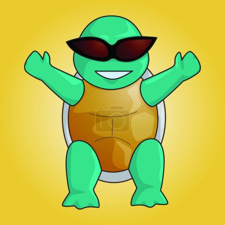 Illustration for Turtle with shades, vector illustration simple design - Royalty Free Image