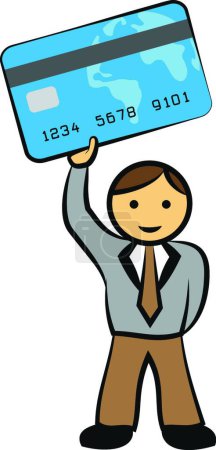 Téléchargez les illustrations : Homme d'affaires avec vecteur de carte de crédit - en licence libre de droit