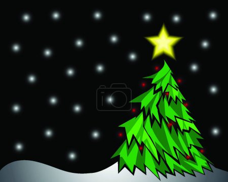 Illustration for Pine tree and star, vector illustration simple design - Royalty Free Image