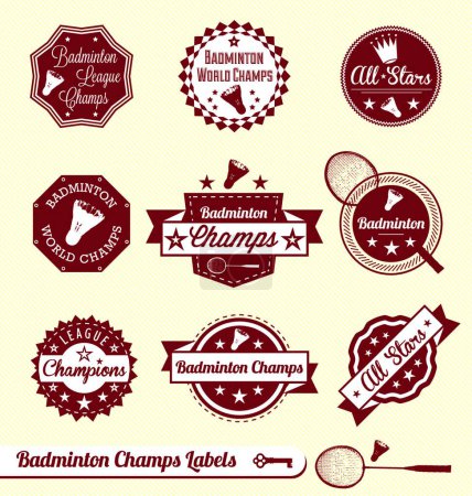 Ilustración de Etiquetas e iconos de bádminton - Imagen libre de derechos