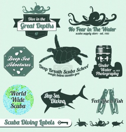 Illustration for Scuba Diving Labels and Icons - Royalty Free Image
