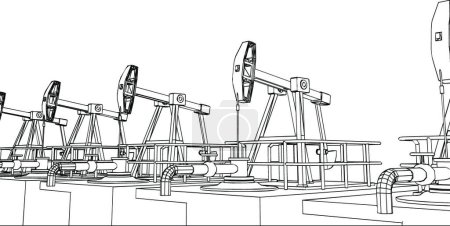 Ilustración de Funcionamiento de la bomba de aceite, ilustración vectorial diseño simple - Imagen libre de derechos