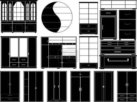 Ilustración de Conjunto de muebles, ilustración vectorial diseño simple - Imagen libre de derechos