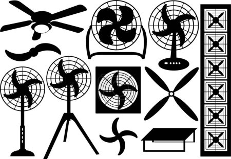 Ilustración de Conjunto de ventiladores, ilustración vectorial diseño simple - Imagen libre de derechos