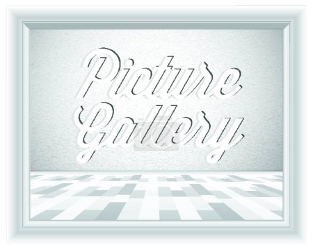 Illustration for Empty gallery wall with frame - Royalty Free Image