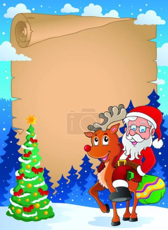 Téléchargez les illustrations : Illustration vectorielle parchemin thématique de Noël - en licence libre de droit