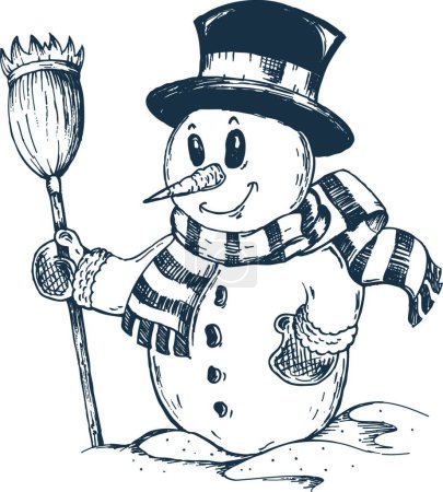 Téléchargez les illustrations : Icône bonhomme de neige mignon, illustration vectorielle - en licence libre de droit