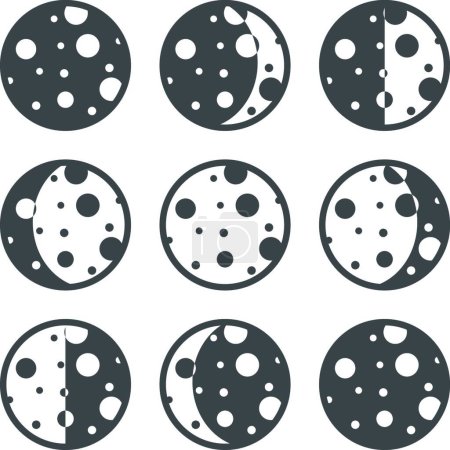 Téléchargez les illustrations : Phases de lune, illustration vectorielle conception simple - en licence libre de droit