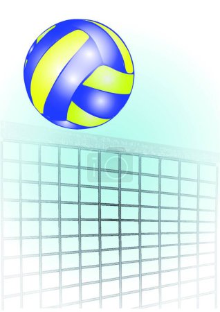 Téléchargez les illustrations : Volley-ball sur le net, illustration vectorielle design simple - en licence libre de droit