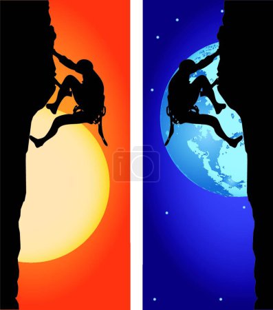 Illustration for Man Climbing, vector illustration simple design - Royalty Free Image