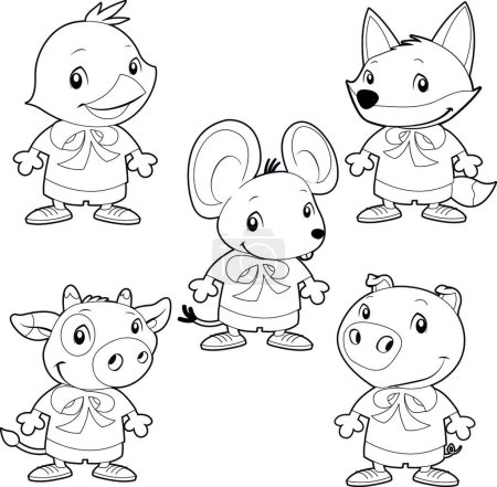 Illustration for Cute animal family, vector illustration simple design - Royalty Free Image