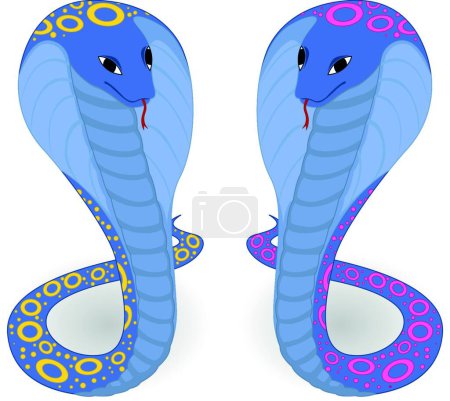 Téléchargez les illustrations : Illustration vectorielle deux cobras bleus - en licence libre de droit