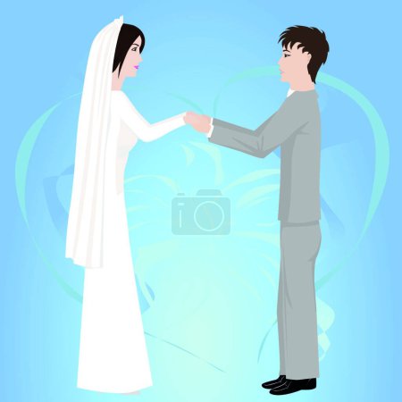 Téléchargez les illustrations : Illustration vectorielle couple mariage - en licence libre de droit
