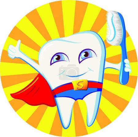 Illustration for Tooth cartoon character, colorful illustration - Royalty Free Image