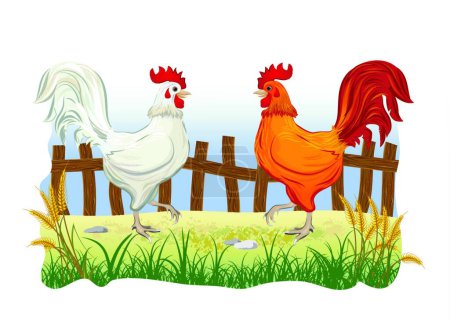 Illustration for Red rooster modern vector illustration - Royalty Free Image