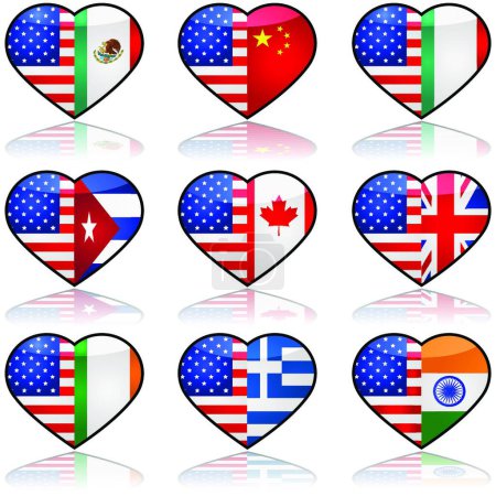 Ilustración de EE.UU. dividido icono de amor para la web, ilustración de vectores - Imagen libre de derechos